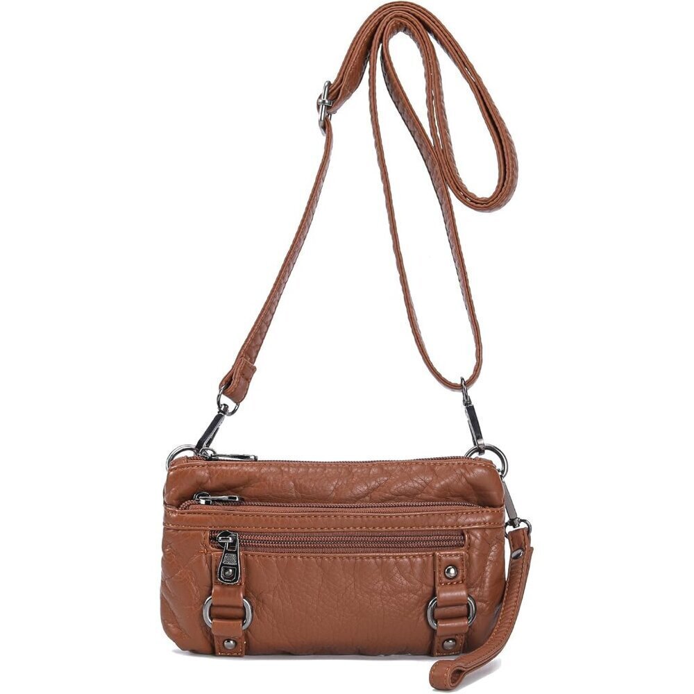Small Crossbody Purse Synthetic Leather Women Versatile Treble Pockets